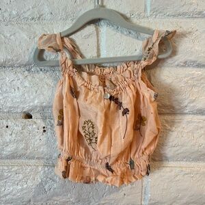 Peach Floral Sleeveless Blouse